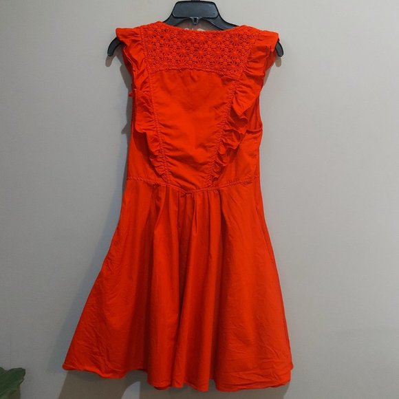 FREE PEOPLE Half Moon Red Orange Ruffle Lace Dress - Picture 7 of 9